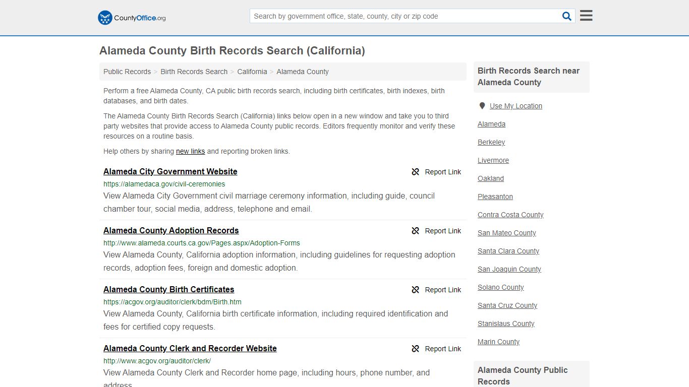 Birth Records Search - Alameda County, CA (Birth ...
