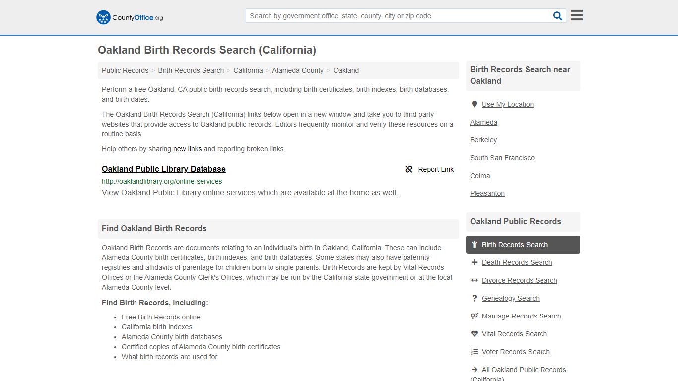 Birth Records Search - Oakland, CA (Birth Certificates ...